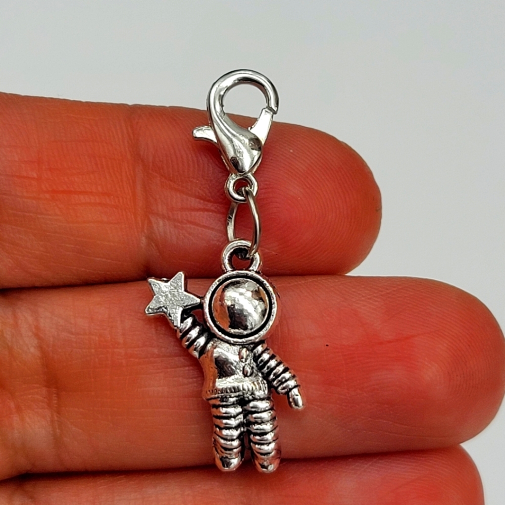 Clip On Astronaut charms planner charms clipon zipper journal space universe